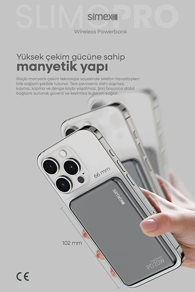 Simex Ultra Slim Magsafe Powerbank 5000 mAh - 20W PD Hızlı Şarj Taşınabilir Batarya